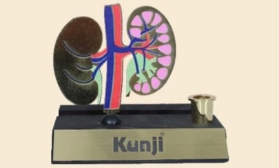 metal table top kunji kidney with glass